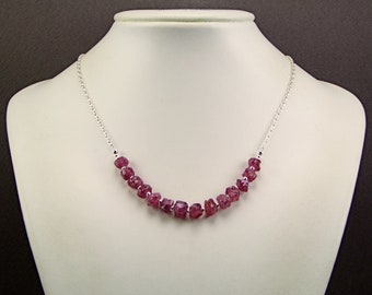 Pink Sapphire Rough Sterling Silver Necklace - N994