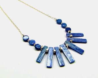 Superb Silver Blue Kyanite & Sterling Silver Necklace - N469