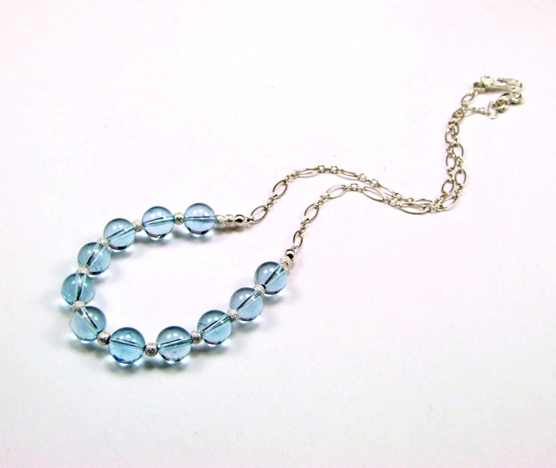Blue Topaz Sterling Silver Necklace N332 image 2