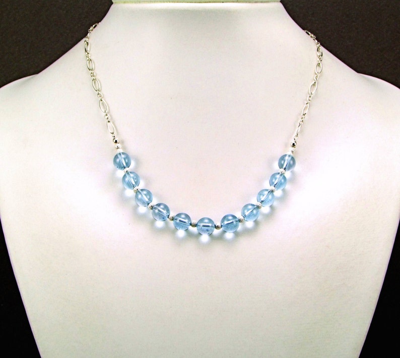 Blue Topaz Sterling Silver Necklace N332 image 5