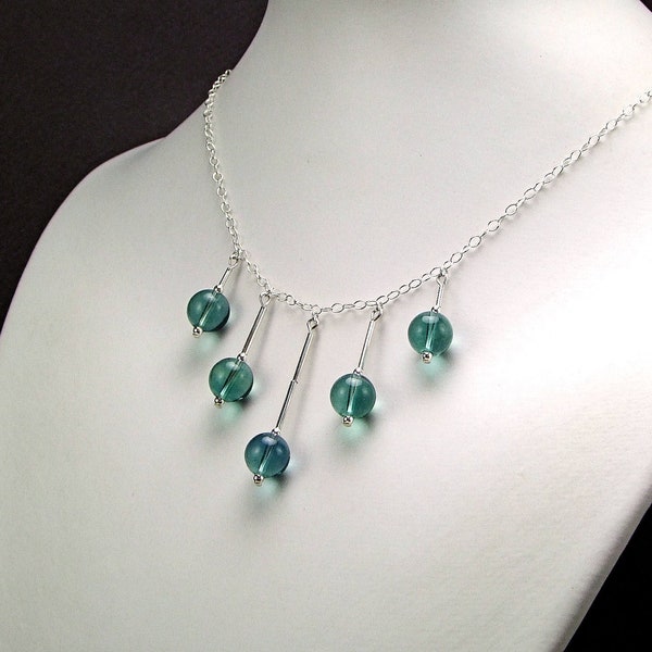 Blue Fluorite & Sterling Silver Necklace - N585