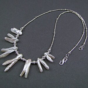 Biwa Forked Pearl Necklace - N933