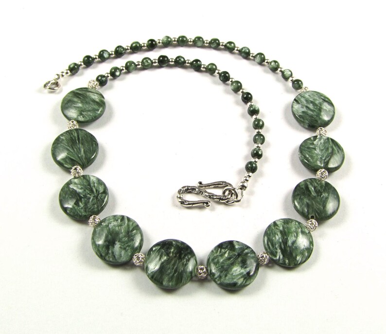 Seraphinite & Sterling Silver Necklace N151 - Etsy