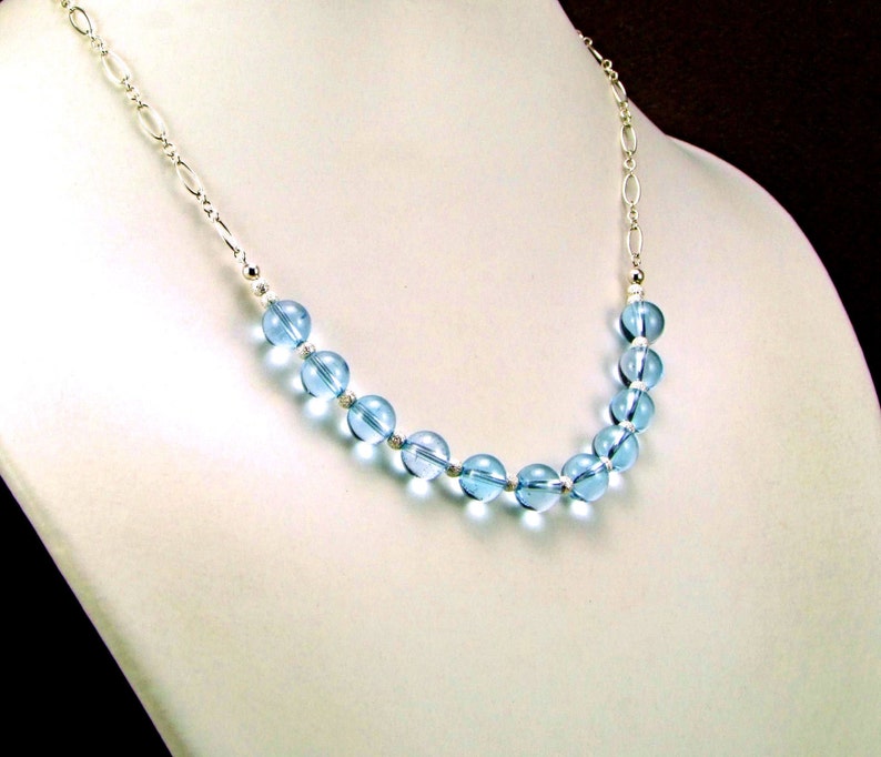 Blue Topaz Sterling Silver Necklace N332 image 1