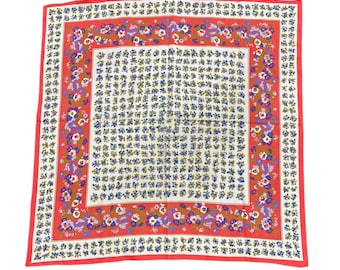 Vintage Liberty Style Floral Print Seidenschal Rot Blau Grüne Kopfbedeckung