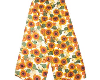 Sunflower Print Long Scarf Vintage Accessories