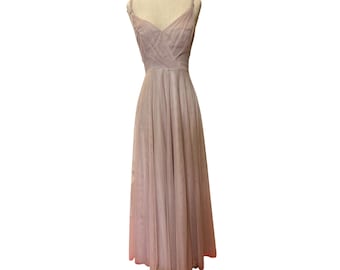 Vintage Altrosa Tüll Kleid, Spaghetti Strap Abendkleid