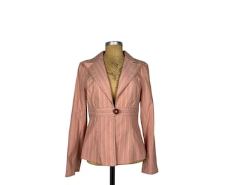 Nanette Lepore Jacket Pinstripe Feminine Blazer Authentic Vintage Designer