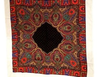 Vintage Quadrat Seidenschal Mit Paisley Blumenmuster