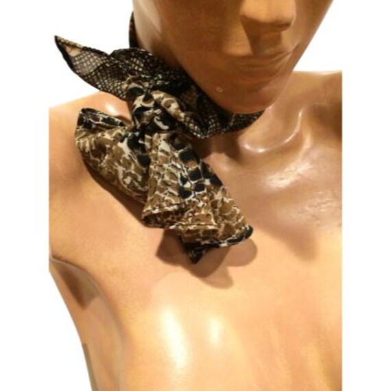 Vintage Snake Print Silk Scarf With Versatile Styling Options View 4