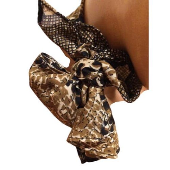 Vintage Snake Print Silk Scarf With Versatile Styling Options