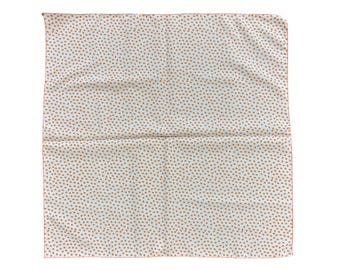 Vintage 1970s Orange & White Polka Dot Polyester Scarf