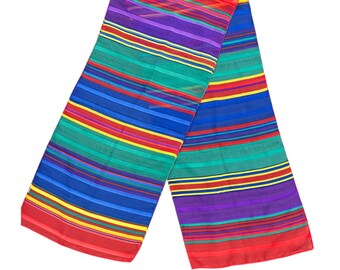 Bufanda vintage de rayas multicolores, 11,5 x 53 pulgadas, tejido de poliéster ligero, para la cabeza