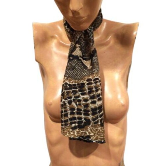 Vintage Snake Print Silk Scarf With Versatile Styling Options View 5