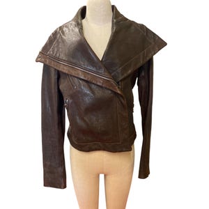 Andrew Marc Womens Leather Moto Jacket Brown Size M