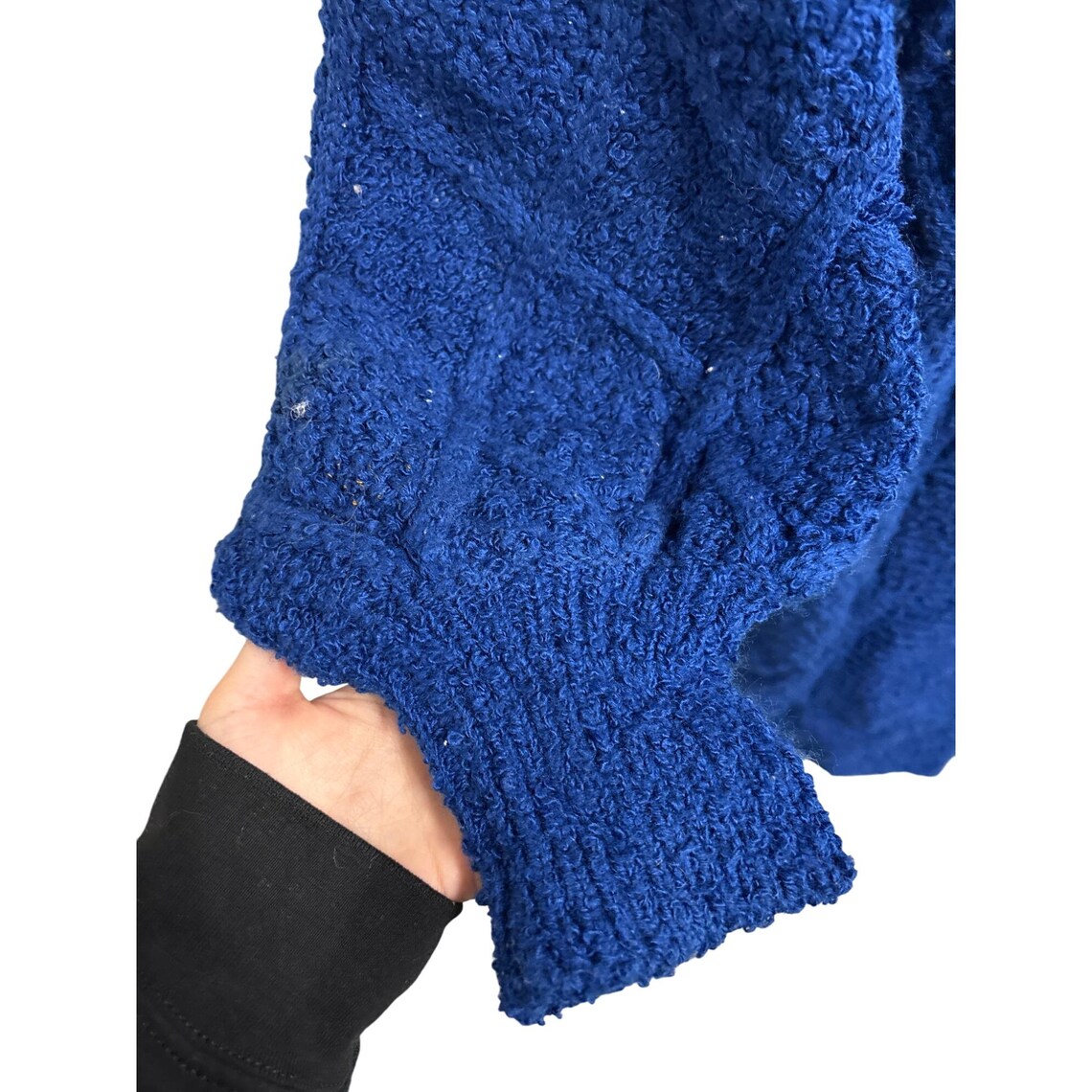 Vintage Royal Blue Knit Cardigan - Plus Size Open Front Sweater, foto 4 de 5