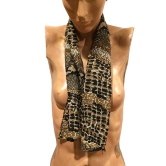 Vintage Snake Print Silk Scarf With Versatile Styling Options View 2