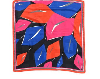 Vintage Italian Abstract Print Polyester Scarf 30" Square Headwear