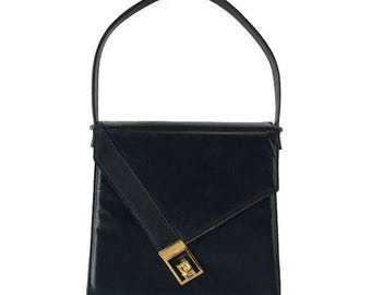 Classic Navy Blue Handbag Carry On Purse Timeless Bag Vintage Accessory