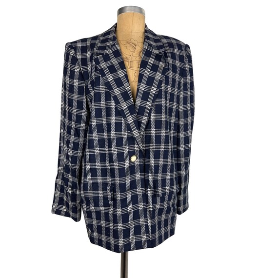 Country Suburbans Navy Blue White Plaid Blazer Authentic Vintage Oversized Jacket Etsy Ireland