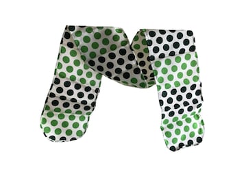 Vintage Green & Black Polka Dot Silk Scarf, Retro Hand-Rolled