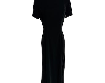Vintage Maggy London Velvet Midi Dress, Sheer Lace Back (Size 10)