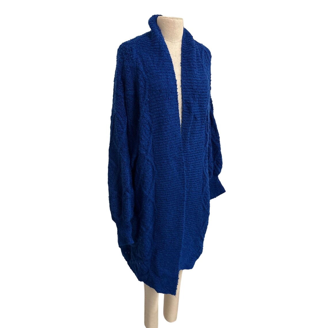 Vintage Royal Blue Knit Cardigan - Plus Size Open Front Sweater, foto 2 de 5