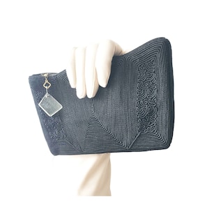Vintage Corde Purse Black Yarn Coil Clutch Bag Pre-Loved Sustainable Fashion Accessories