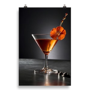 Wydruk Martini | Uroczy, dziwaczny, kapryśny | Dekoracja wózka barowego ze sztuką koktajlową | Elegancki prezent malarski | Modna sztuka ścienna do kuchni