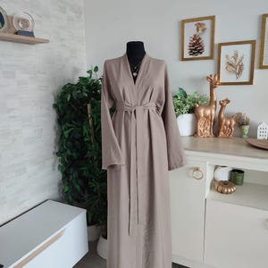Abaya abierta de lujo para mujer / Vestido kimono modesto / Vestido islámico caftán mukhawar beige