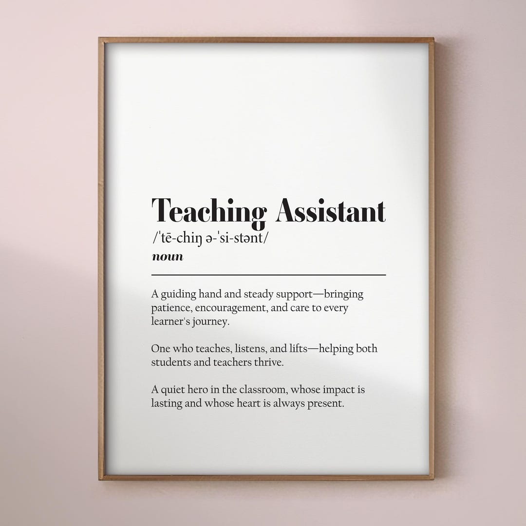 Teaching Assistant Definition Print, Teacher Appreciation Gift (digital ...