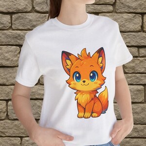 Cute Fox Unisex Jersey T-Shirt, Adorable Animal Tee, Gift for Kids and Adults, Casual Everyday Wear, Perfect for Birthdays