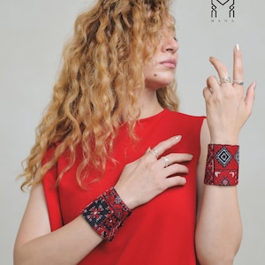 Handmade Embroidered Cuffs – Decorative Wristbands with Traditional Threadwork, Fabric Bracelets