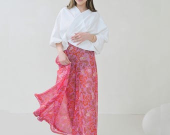 Handmade Chiffon Palazzo Pants – Wide-Leg Sheer Pants for Women, Lightweight & Flowing