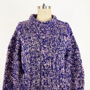 1960s Filene's Purple Pink Wool Cable Knit Sweater Mod Wool Sweater 60s Purple Sweater Unique 60s Sweater 60s Italian Sweater / Extra Large