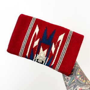 1940er rote Wolle Chimayo Clutch Thunderbird 40er Jahre Southwest