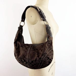2006 Coach Chocolate Brown Signature Canvas Crescent Bag Coach