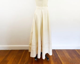 1970s Girasol by Gonzalo Bauer Cream Natural Cotton Lace Full Maxi Skirt Prairie Skirt Mexican Designer / Extra Small