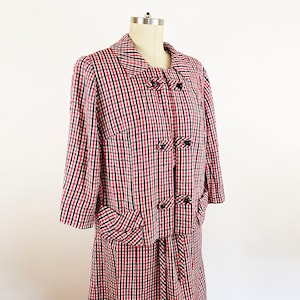 1960s Leslie Fay Seersucker Dress & Jacket Set: Mod Patriotic Two-Piece (XXL)