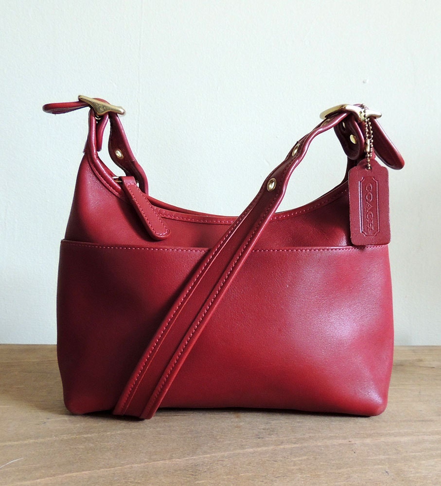 Vintage Coach 9136 Legacy Zip Top Hobo Red Leather Bag Cross Vintage Coach 9136 Legacy Zip Top Hobo Red Leather Bag Cross