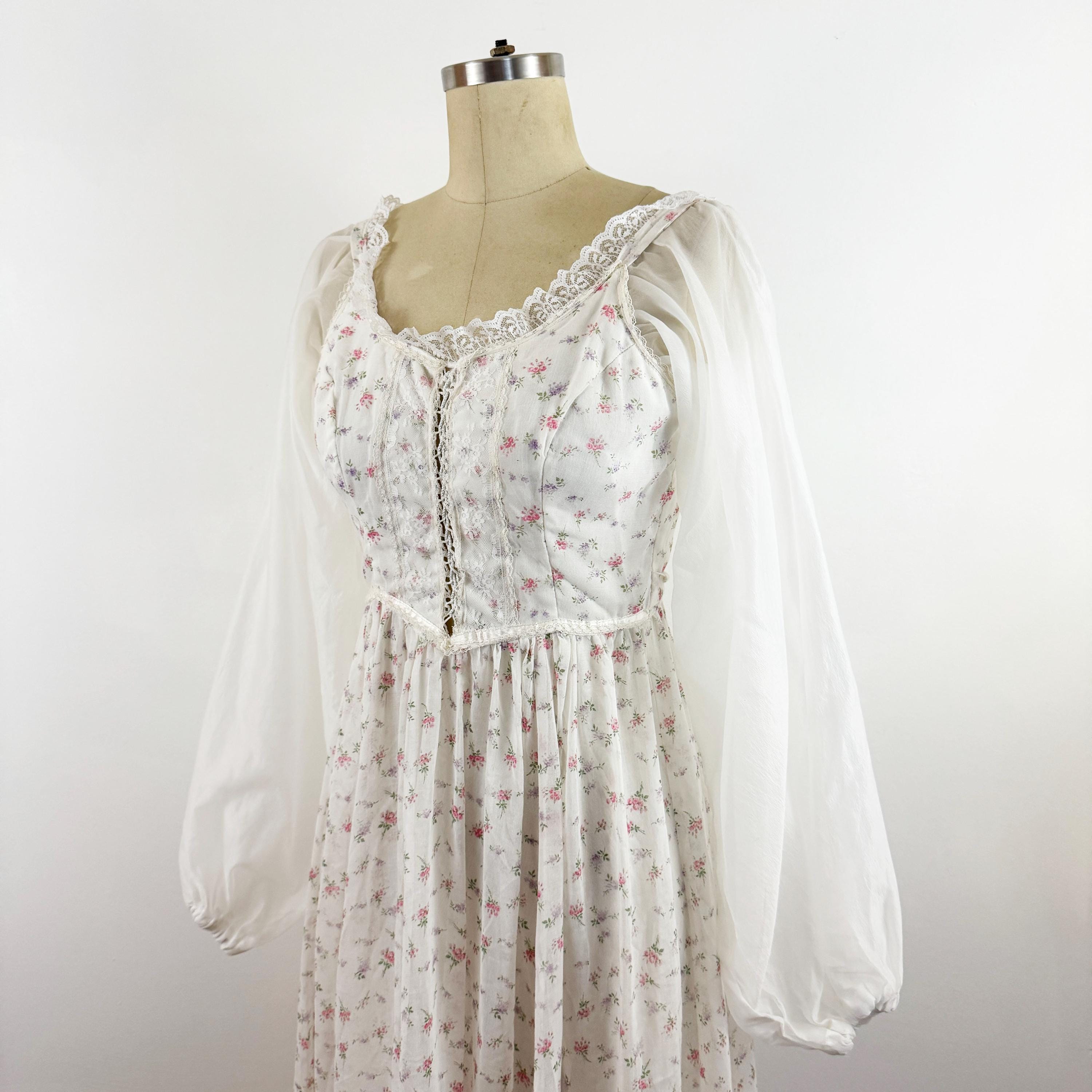 1970s Gunne Sax Prairie Dress: Calico Floral Corset, Extra Small - Etsy