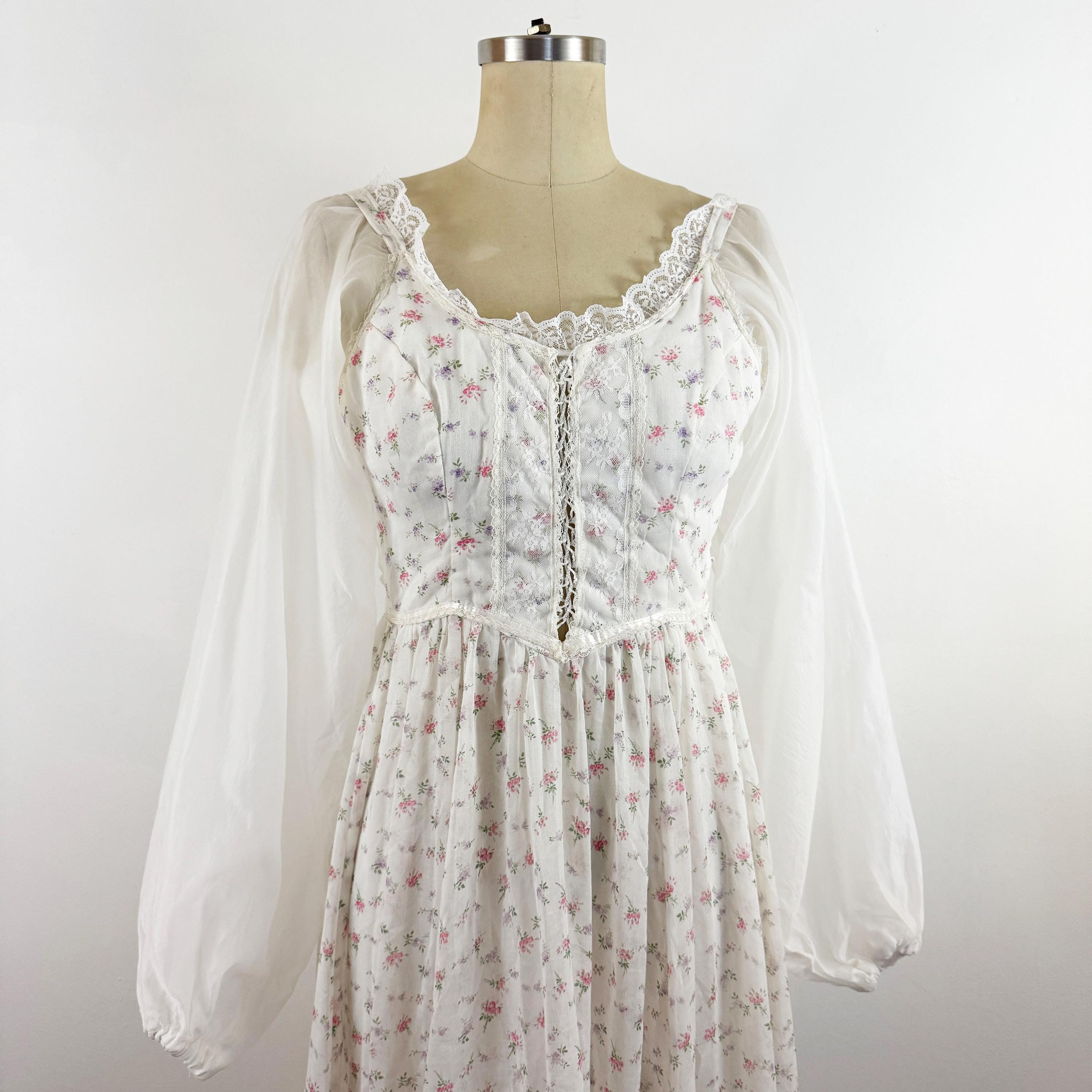 1970s Gunne Sax Prairie Dress: Calico Floral Corset, Extra Small - Etsy