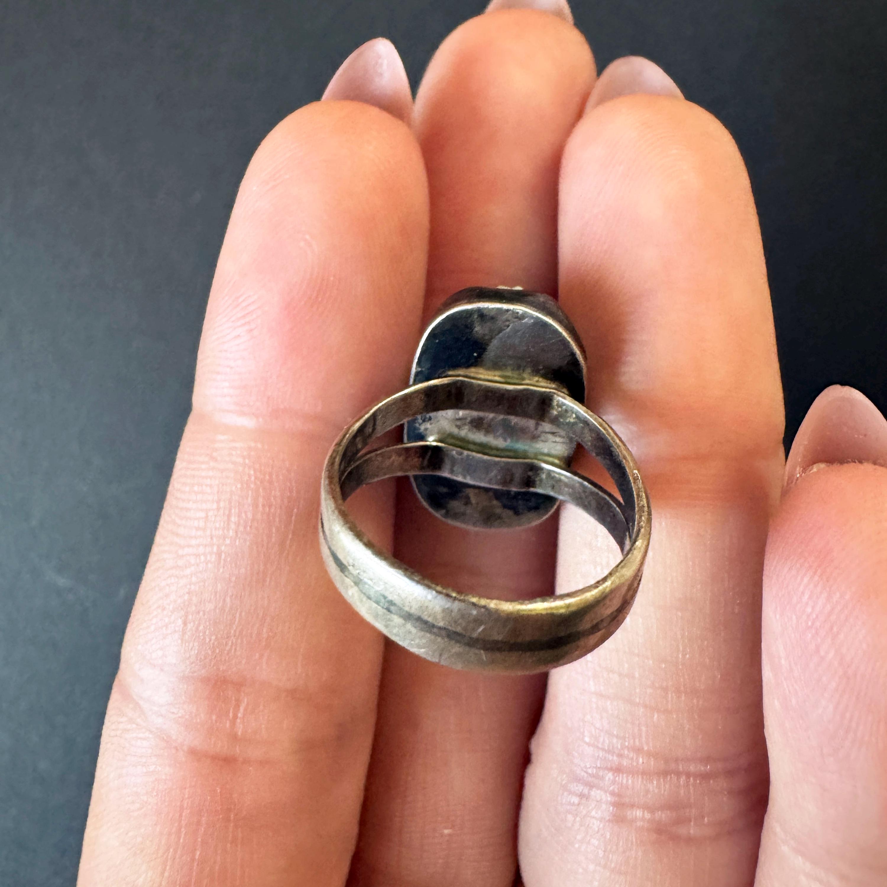 ヴィンテージ エジプト スカラベ リング：スターリングシルバー 