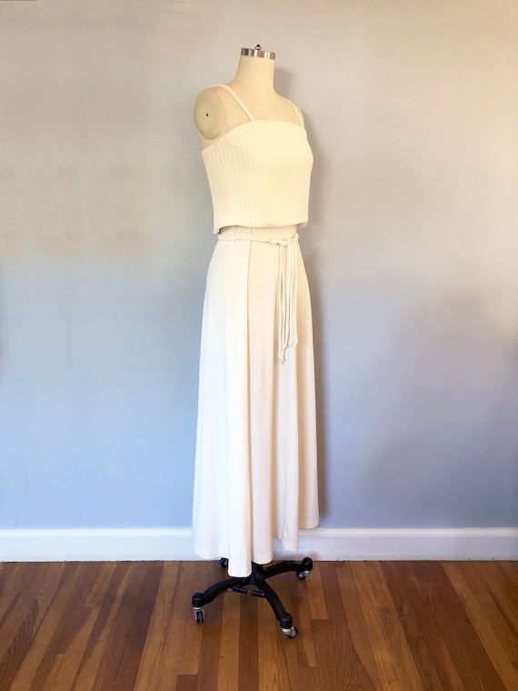 1970-1980s White Cream Goddess Midi Sundress / Boh