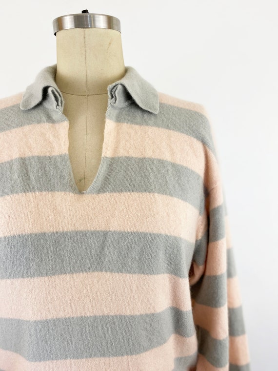 1980s Drumohr Gray and Light Pink Wide Stripe Cas… - image 3