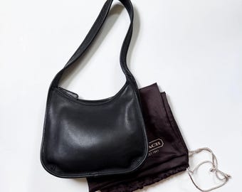 COACH Vintage 9033 Ergo Zip Shoulder Bag Black Full-grain Leather