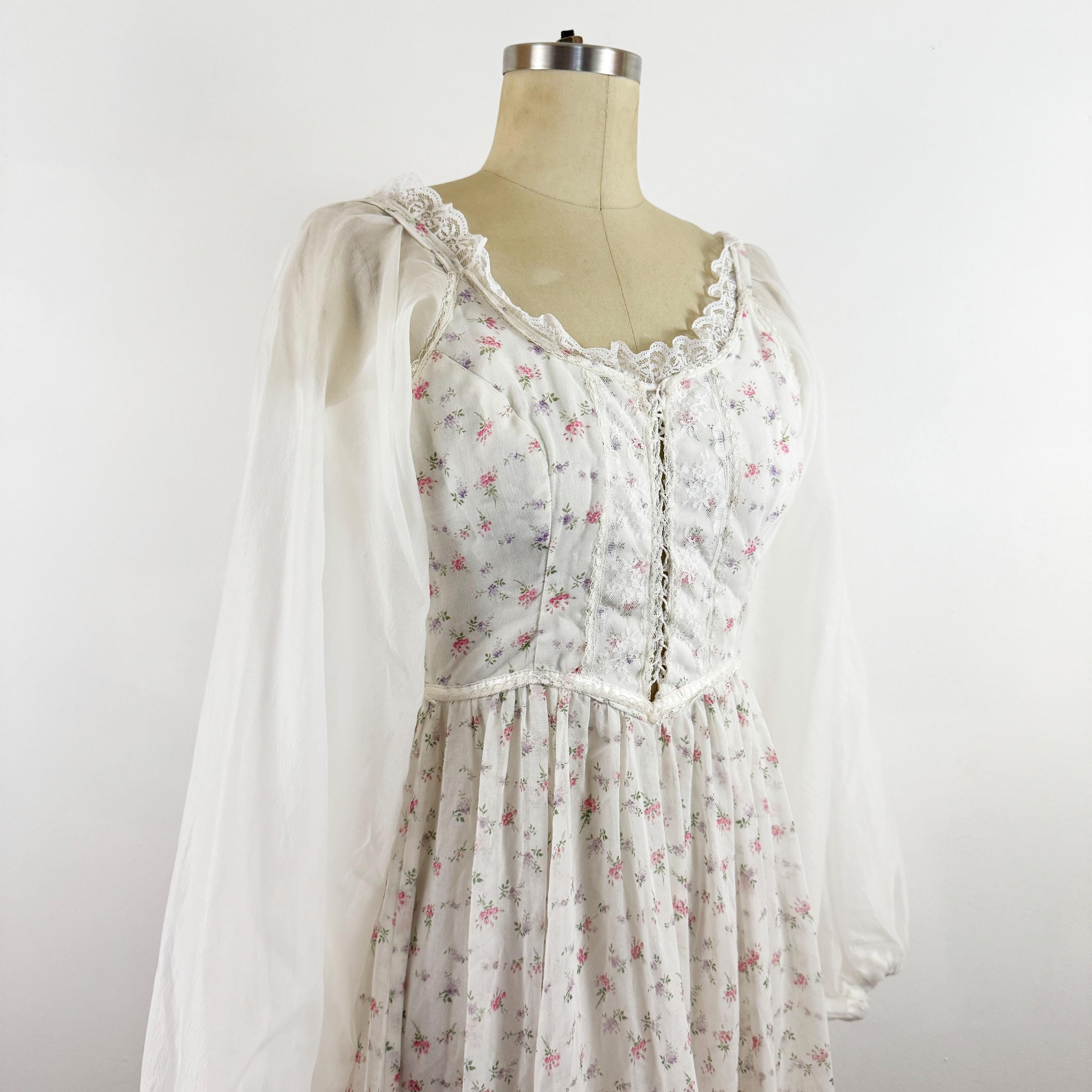 1970s Gunne Sax Prairie Dress: Calico Floral Corset, Extra Small - Etsy