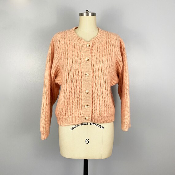 1990s LL Bean Salmon Light Pink Mohair Blend Ribbe