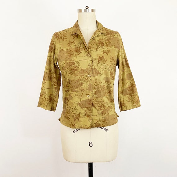 1960s Vera Neumann Maple Leaf Tan Cotton Autumn B… - image 4