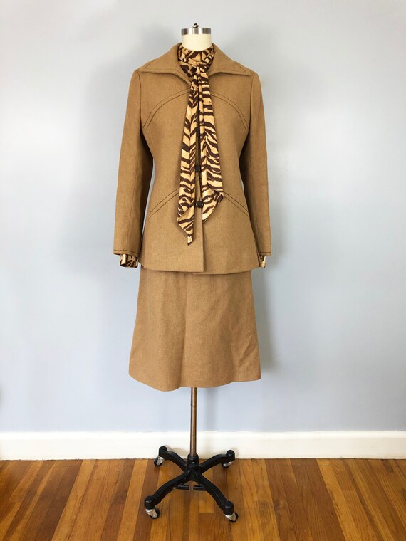 1960-1970's Lilli Ann Camel Wool Skirt Suit Tiger